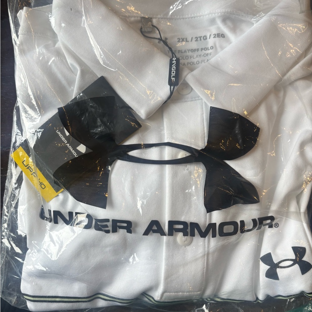 Under Armour Men's White and Black Polo Shirt